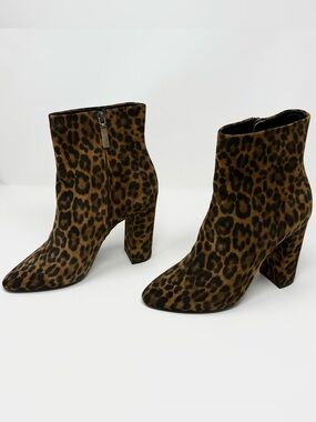 NIB Saint Laurent Lou Suede Leopard Print Ankle Boots Size 39